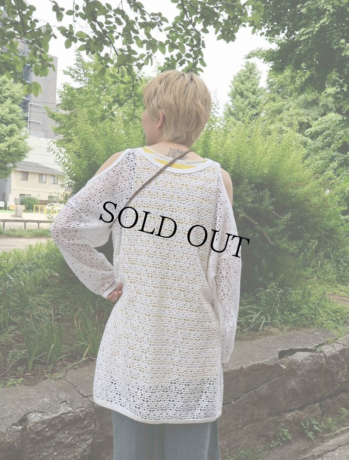 画像4: 90's Kick's USA製 コールドショルダー メッシュロンT ONESIZE (4)