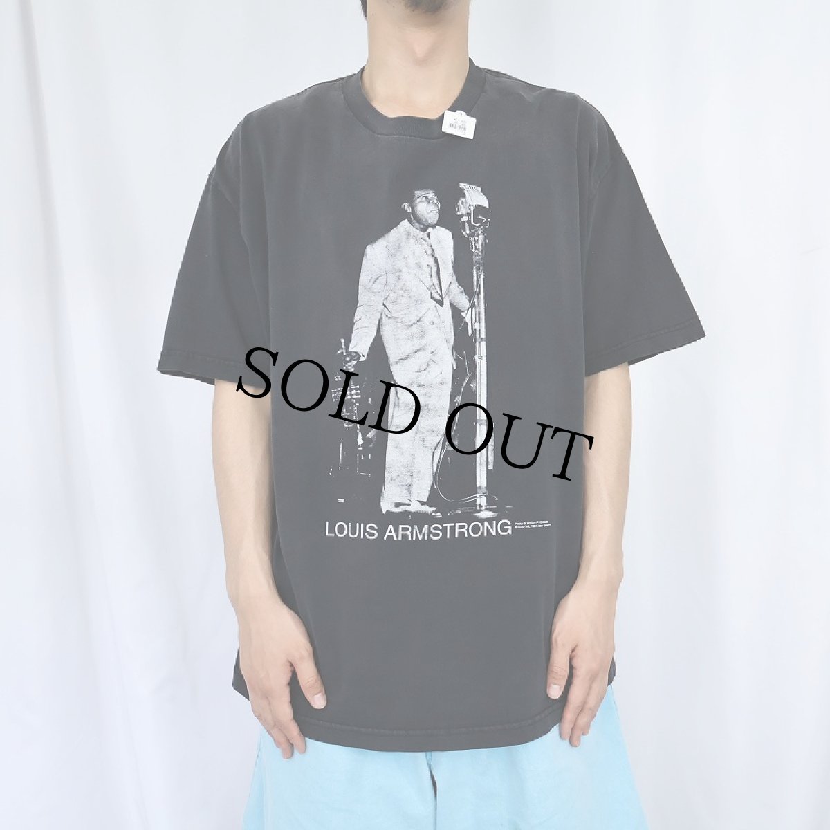 画像2: 90〜2000's Louis Armstrong ジャズミュージシャンプリントTシャツ BLACK XL (2)