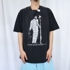 画像2: 90〜2000's Louis Armstrong ジャズミュージシャンプリントTシャツ BLACK XL (2)