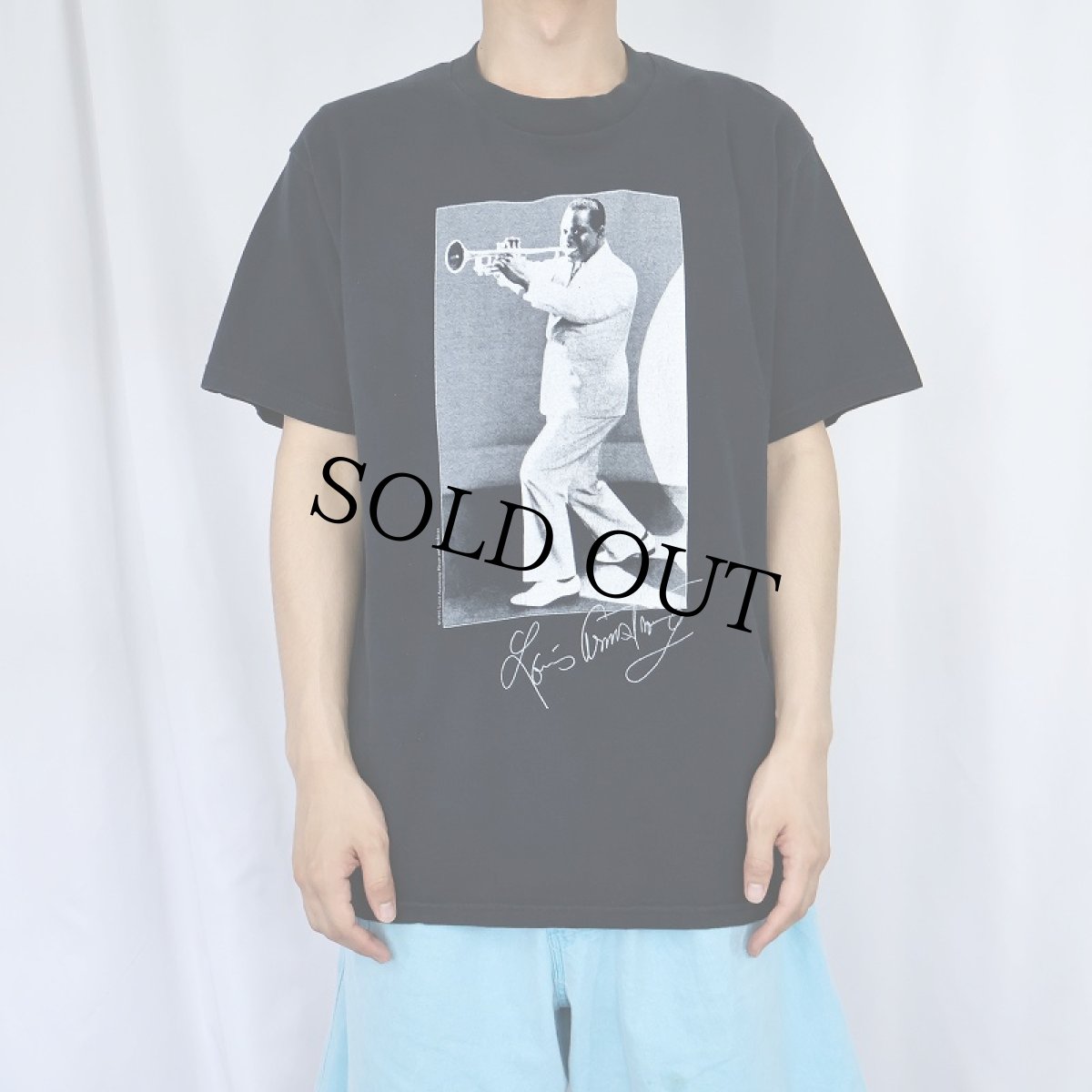 画像3: 〜2000's Louis Armstrong ジャズミュージシャンプリントTシャツ BLACK L (3)