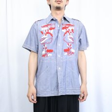 画像2: 70's〜 ハンド刺繍 シャンブレーシャツ  (2)