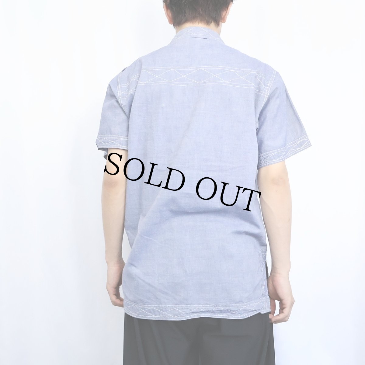 画像3: 70's〜 ハンド刺繍 シャンブレーシャツ (3)