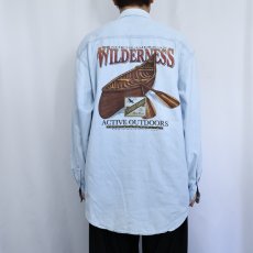 画像4: 80's Eddie Bauer"WILDERNESS" ヨットプリントデニムシャツ L (4)