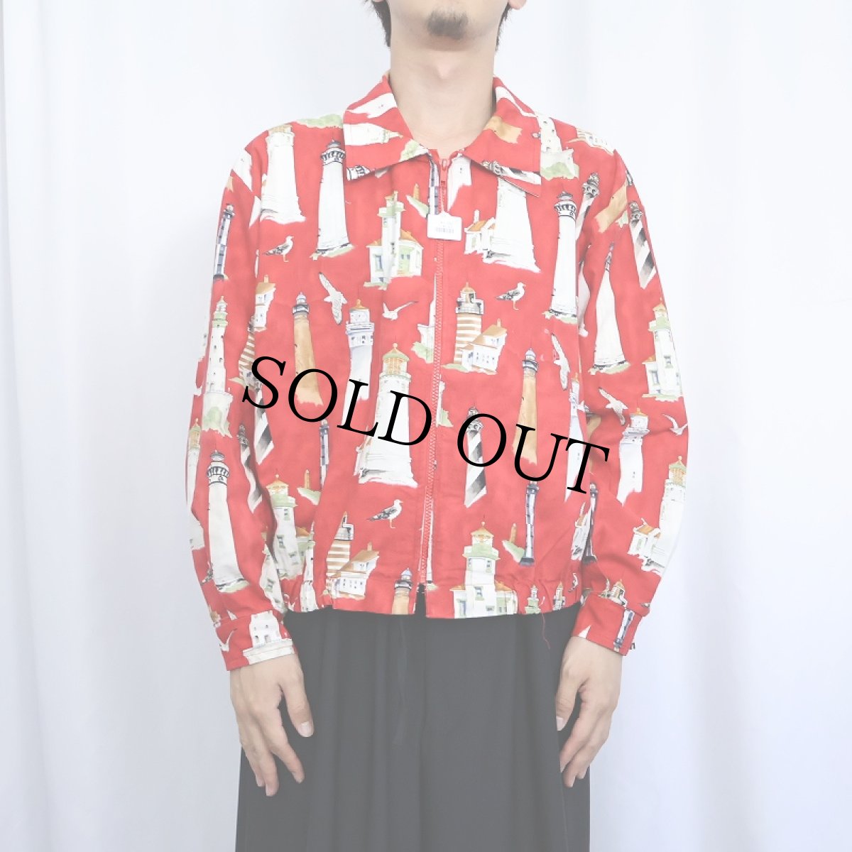 画像2: 90's CB CASUAL USA製 ライトハウス柄 コットンスイングトップ 2X (2)