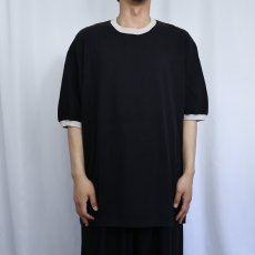 画像2: 90〜2000's puritan 無地リンガーTシャツ BLACK XL (2)
