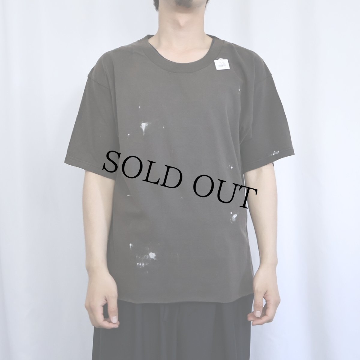 画像2: ペンキペイント フェード 無地カットオフTシャツ BLACK (2)