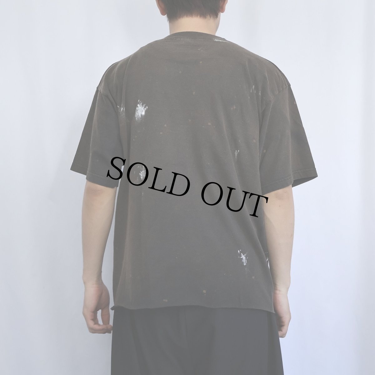 画像3: ペンキペイント フェード 無地カットオフTシャツ BLACK (3)