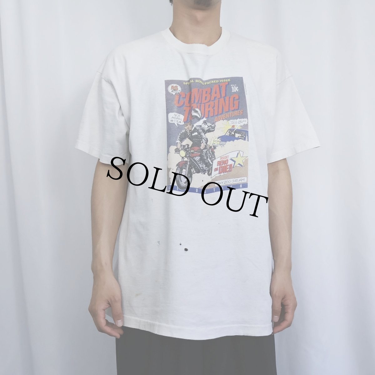 画像2: 【SALE】 90's AEROSTICH USA製 "COMBAT TOURING ADVENTURES" バイクアパレルブランドプリントTシャツ XL (2)