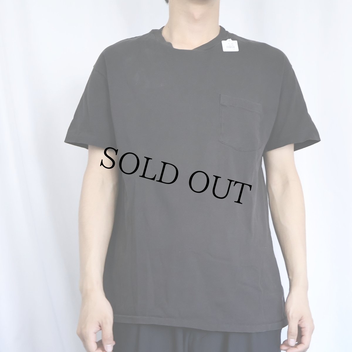 画像2: 90's Hanes USA製 無地ポケットTシャツ BLACK L (2)