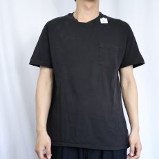 画像2: 90's Hanes USA製 無地ポケットTシャツ BLACK L (2)