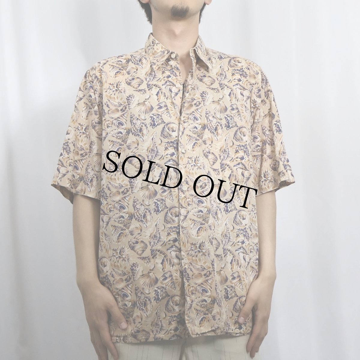 画像2: 80〜90's Reyn Spooner シェル柄 オールオーバーパターン コットンアロハシャツ M (2)