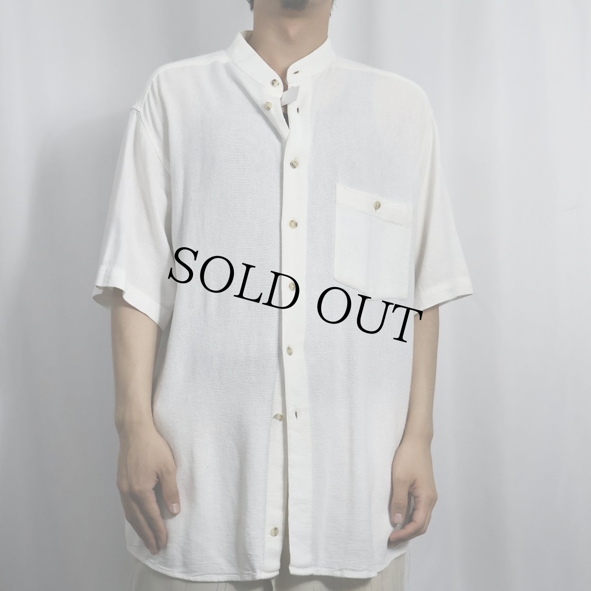 画像2: Pur et Simple コットン×ビスコース バンドカラーシャツ (2)