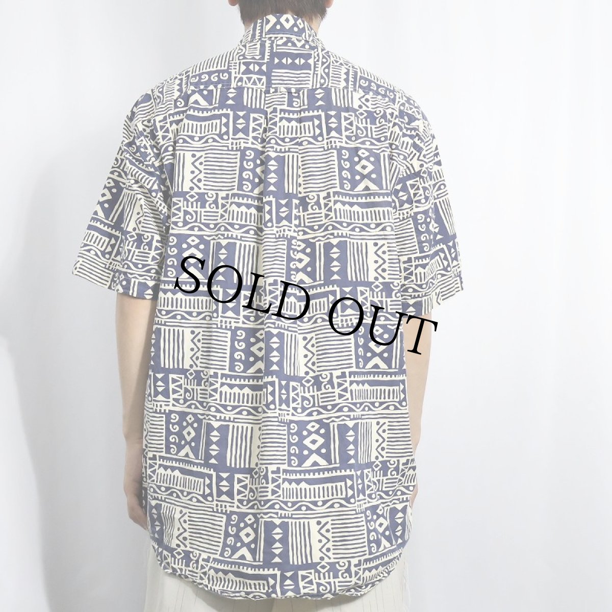 画像3: 90's〜 ORVIS 猫目ボタン 総柄 コットンシャツ L (3)