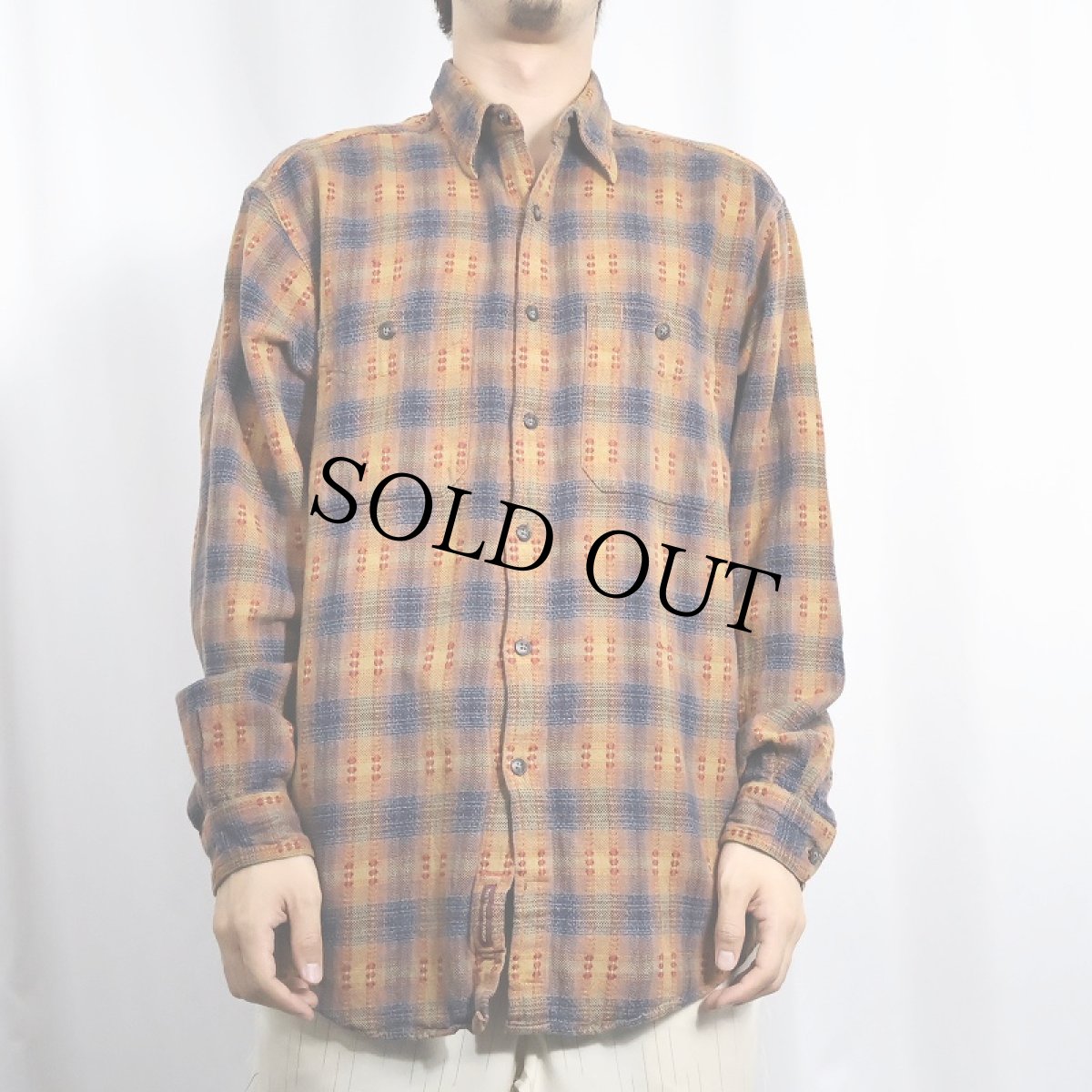 画像2: THE TERRITORY AHEAD 刺繍デザイン オンブレーチェック柄 ヘビーネルシャツ M (2)