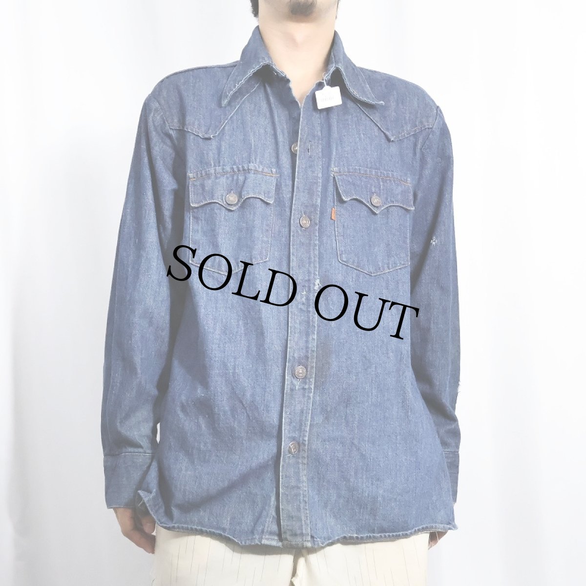 画像2: 70's Levi's デニムウエスタンシャツ L (2)