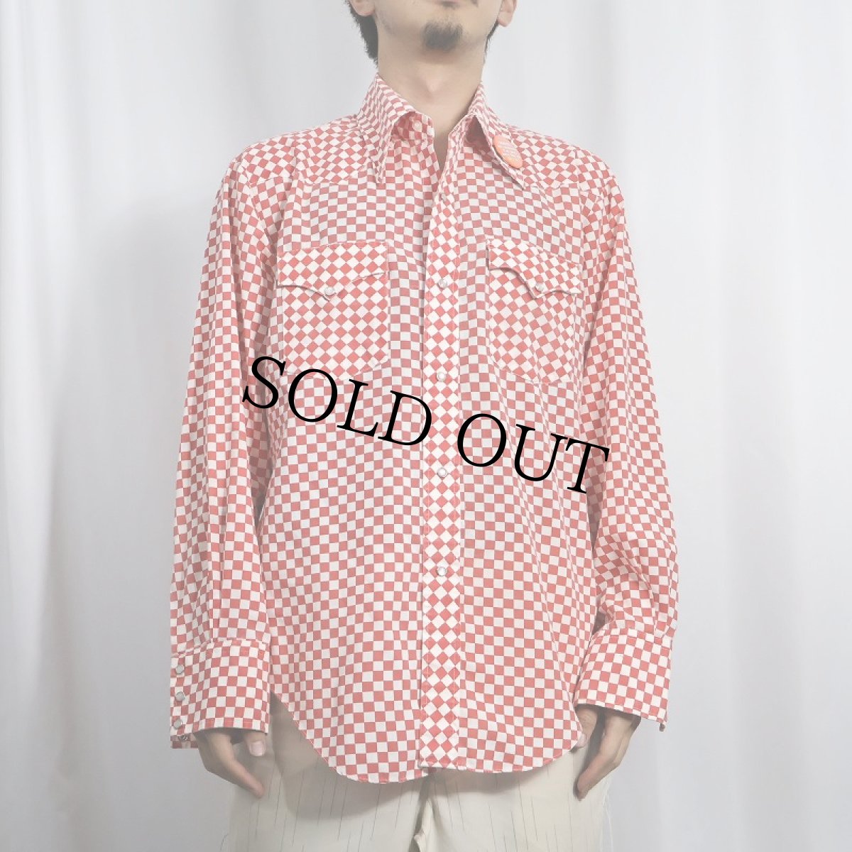 画像2: 70's MONTGOMERY WARD KOREA製 チェッカー柄 コットンウエスタンシャツ 16 1/2 (2)