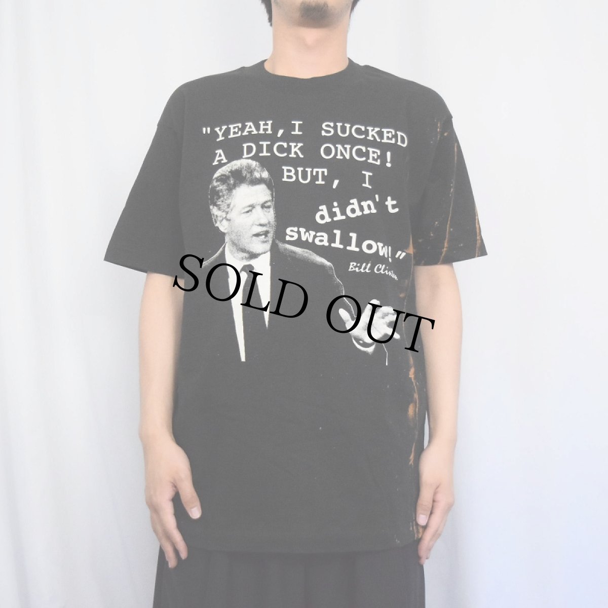 画像2: 90's Bill Clinton USA製 政治家 メッセージプリントTシャツ BLACK L (2)
