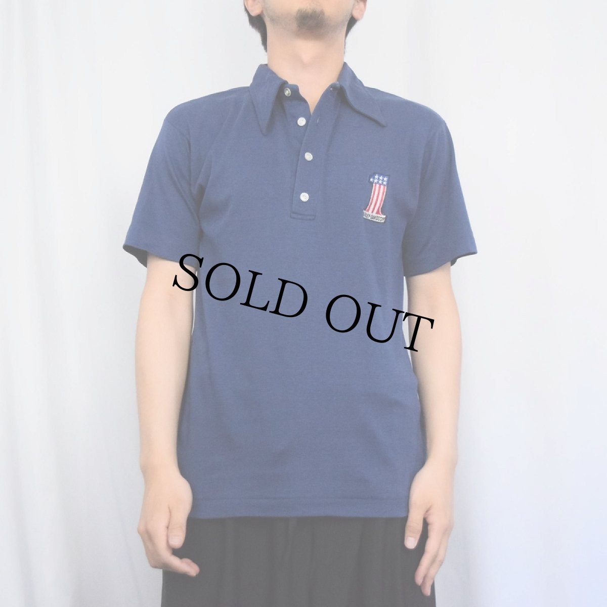 画像2: 70's Champion USA製 バータグ "HARLEY-DAVIDSON" 刺繍 ポロシャツ NAVY M (2)