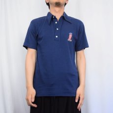 画像2: 70's Champion USA製 バータグ "HARLEY-DAVIDSON" 刺繍 ポロシャツ NAVY M (2)