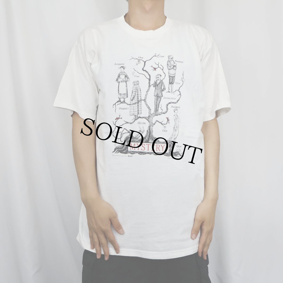 画像2: 90's Edward Gorey USA製 "MYSTERY!" イラストプリントTシャツ XL (2)