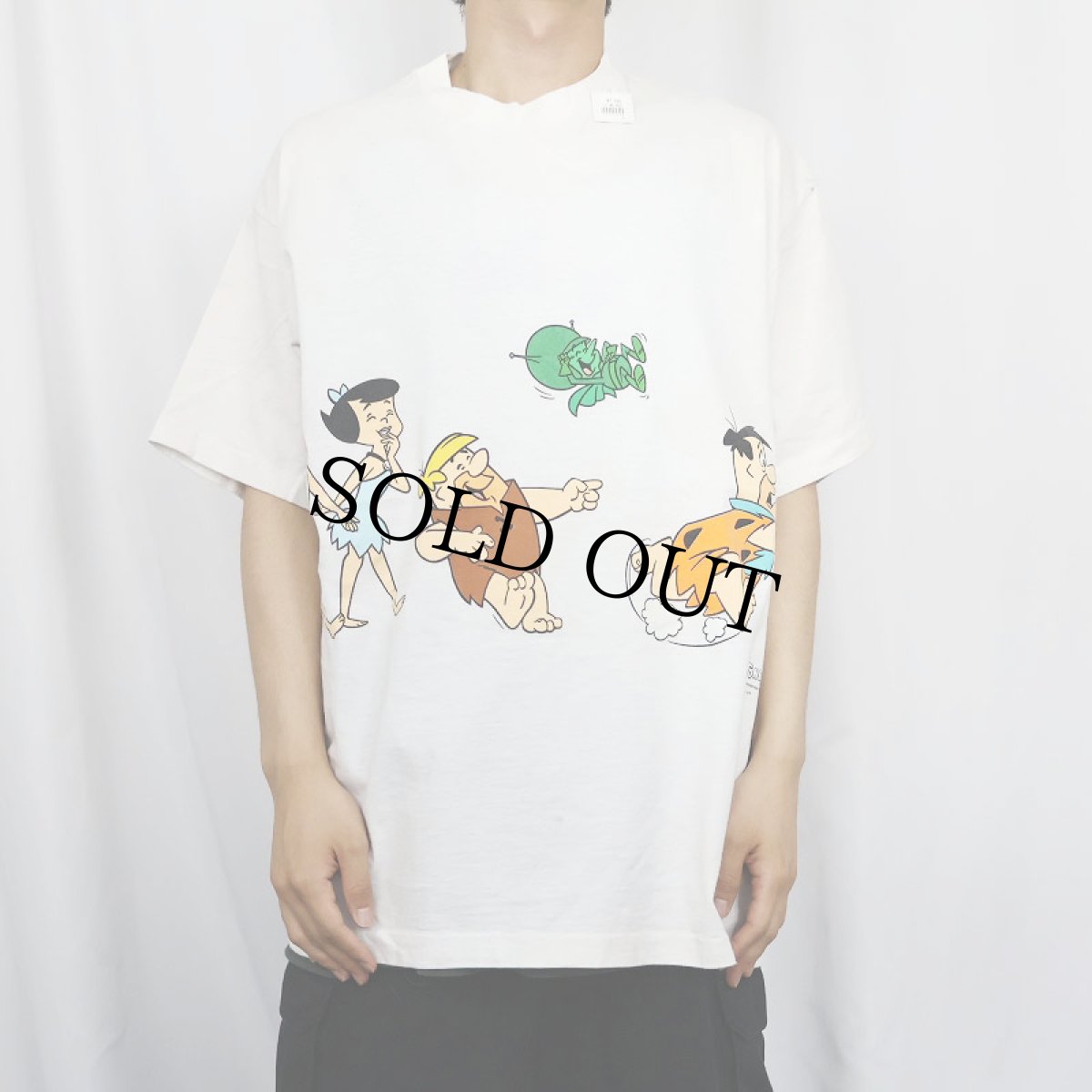 画像2: 90's The Flintstones USA製 キャラクター 巻きプリントTシャツ XL (2)