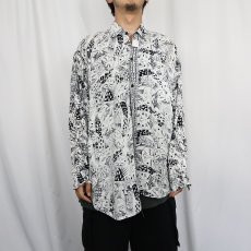 画像2: 90's Wind Blown Duck 総柄 レーヨンシャツ  (2)