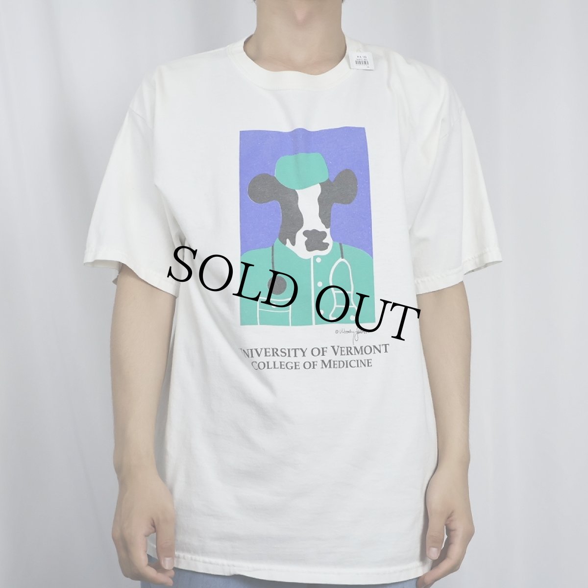 画像2: Woody Jackson "UNIVERSITY OF VERMONT COLLEGE OF MEDICINE" アートプリントTシャツ L (2)