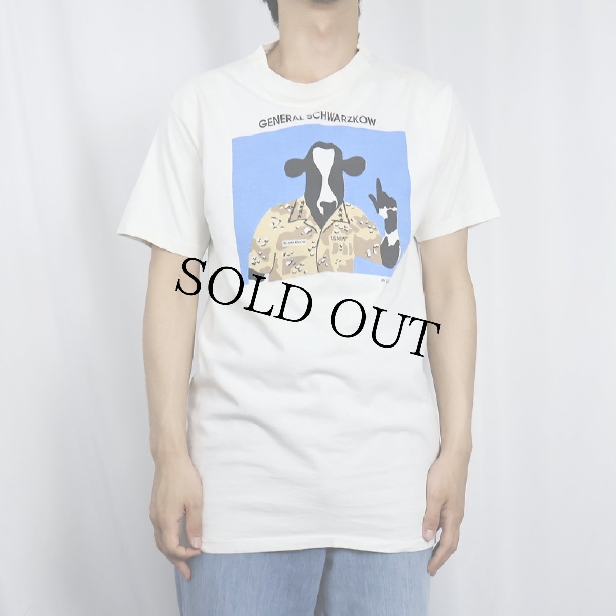 画像2: 90's Woody Jackson USA製 "GENERAL SCHWARZKOW" アートプリントTシャツ L (2)