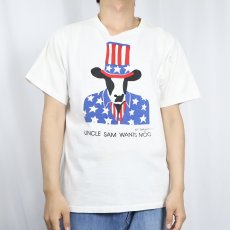 画像2: 80's Woody Jackson USA製 "UNCLE SAM WANTS MOO" アートプリントTシャツ M (2)