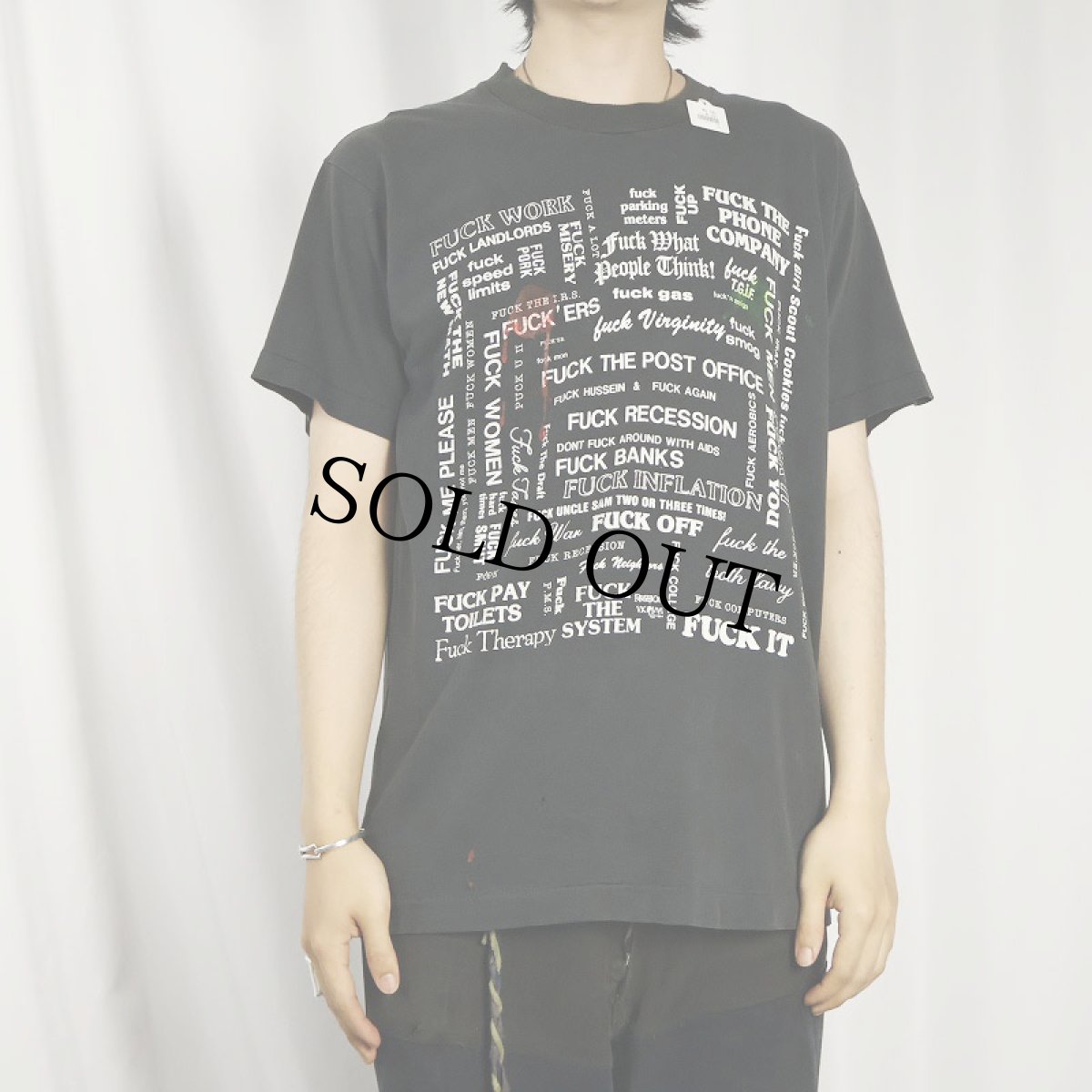 画像2: 90's "Fワード" プリントTシャツ BLACK (2)