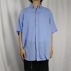 画像2: Ralph Lauren "CLASSIC FIT" ロゴ刺繍 リネンボタンダウンシャツ XL (2)