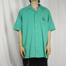 画像2: 90's POLO Ralph Lauren フラッグ刺繍 コットンオープンカラーシャツ M (2)