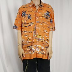 画像2: 90's POLO SPORT Ralph Lauren オールオーバーパターン コットンアロハシャツ M (2)