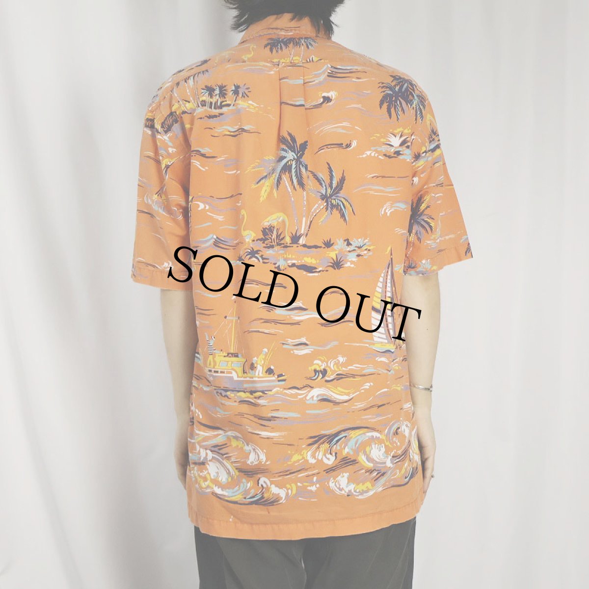 画像3: 90's POLO SPORT Ralph Lauren オールオーバーパターン コットンアロハシャツ M (3)