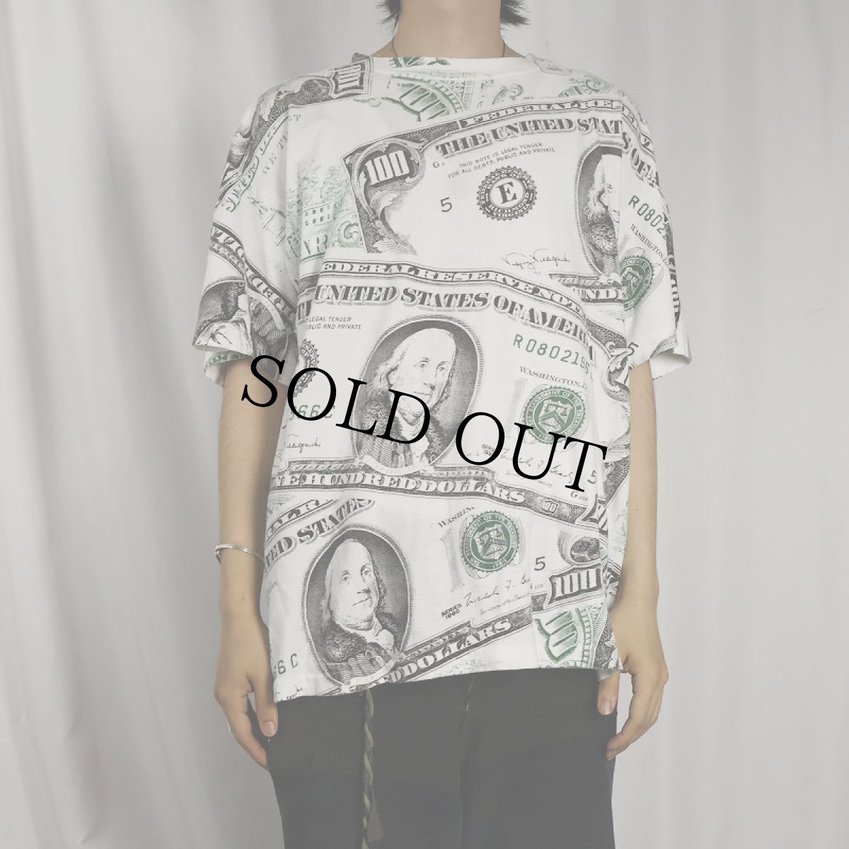 画像2: 90's ＄100 総柄プリントTシャツ (2)