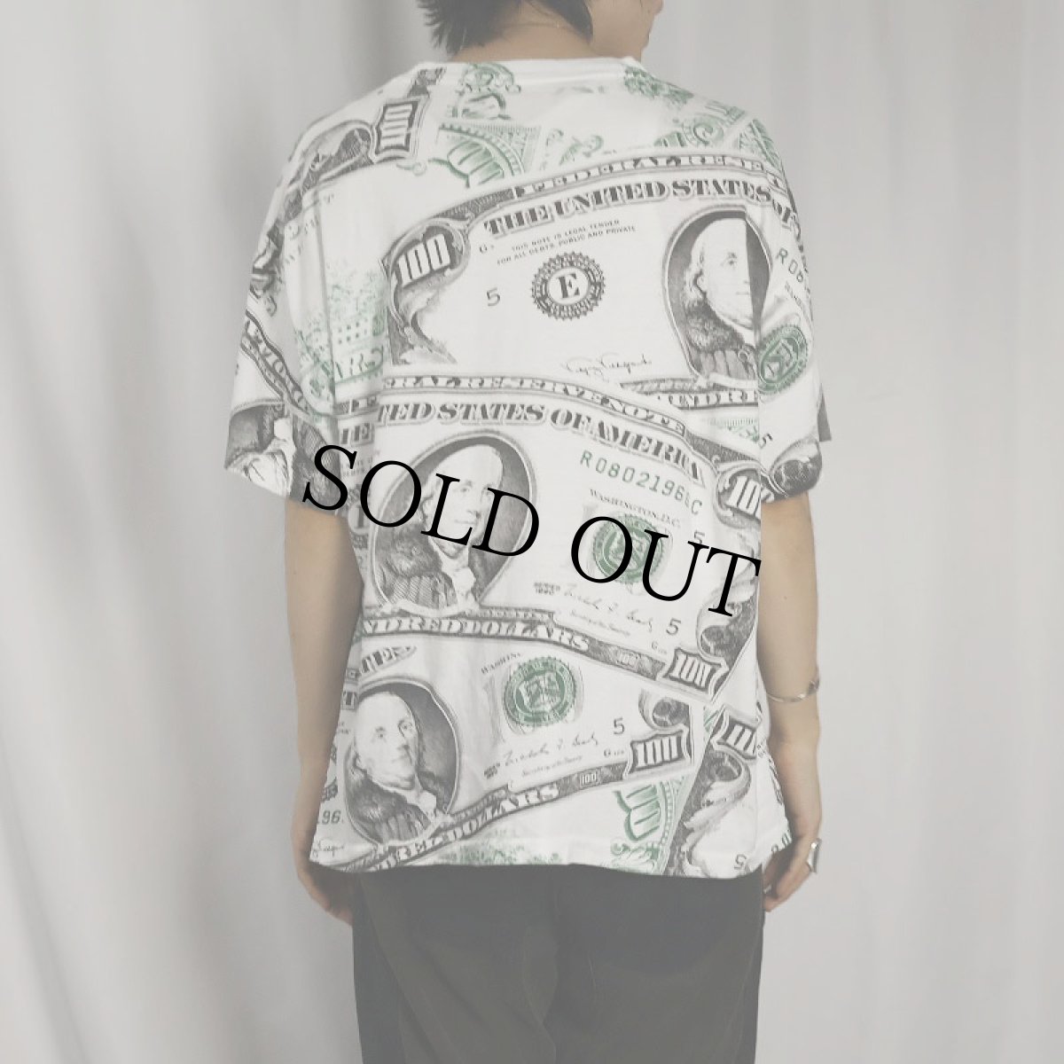 画像3: 90's ＄100 総柄プリントTシャツ (3)