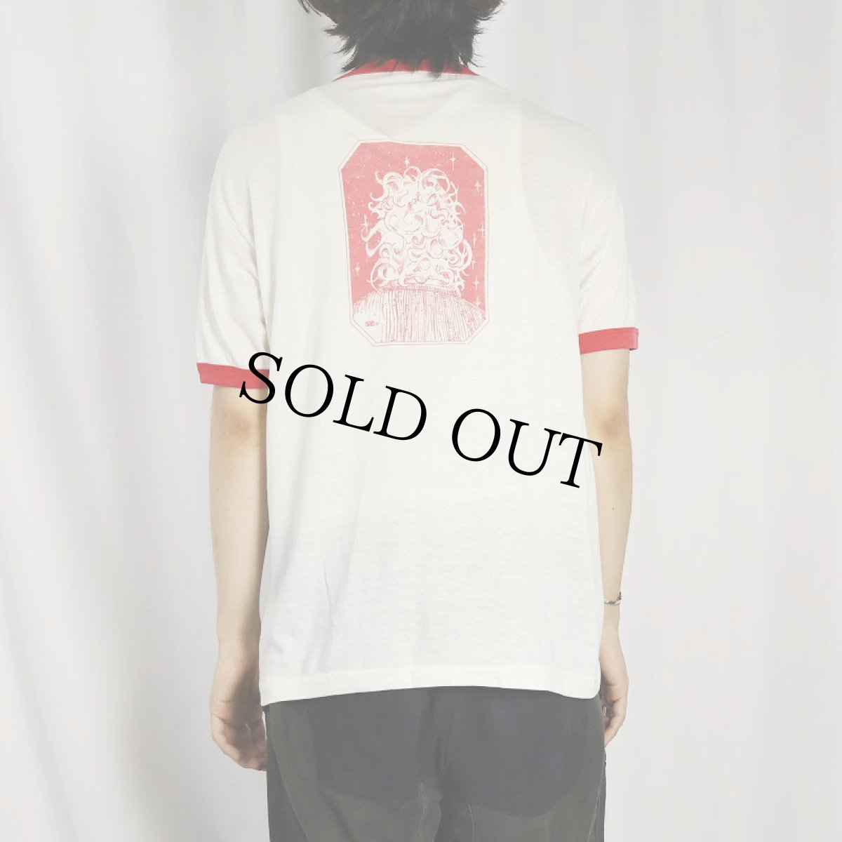 画像4: 80's Albert Einstein USA製 偉人イラストプリント リンガーTシャツ L (4)