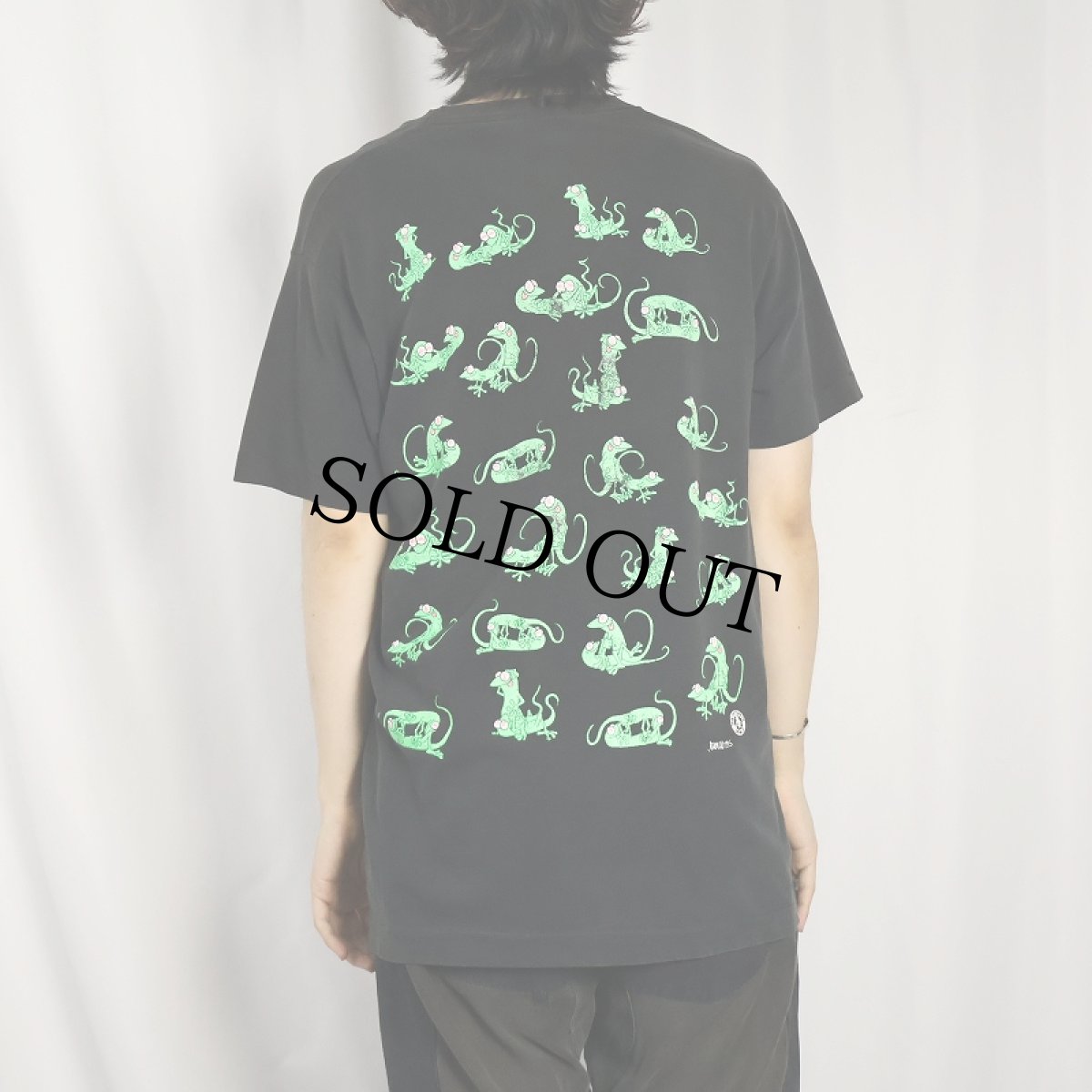 画像3: 90's USA製 四十八手 トカゲプリント エロTシャツ BLACK M (3)