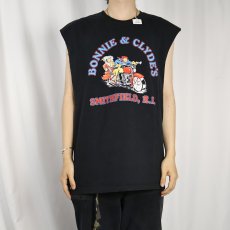 画像3: 2000's "BONNIE & CLYDE'S SMITHFIELD,R.I." イラストプリント カットオフTシャツ BLACK L (3)