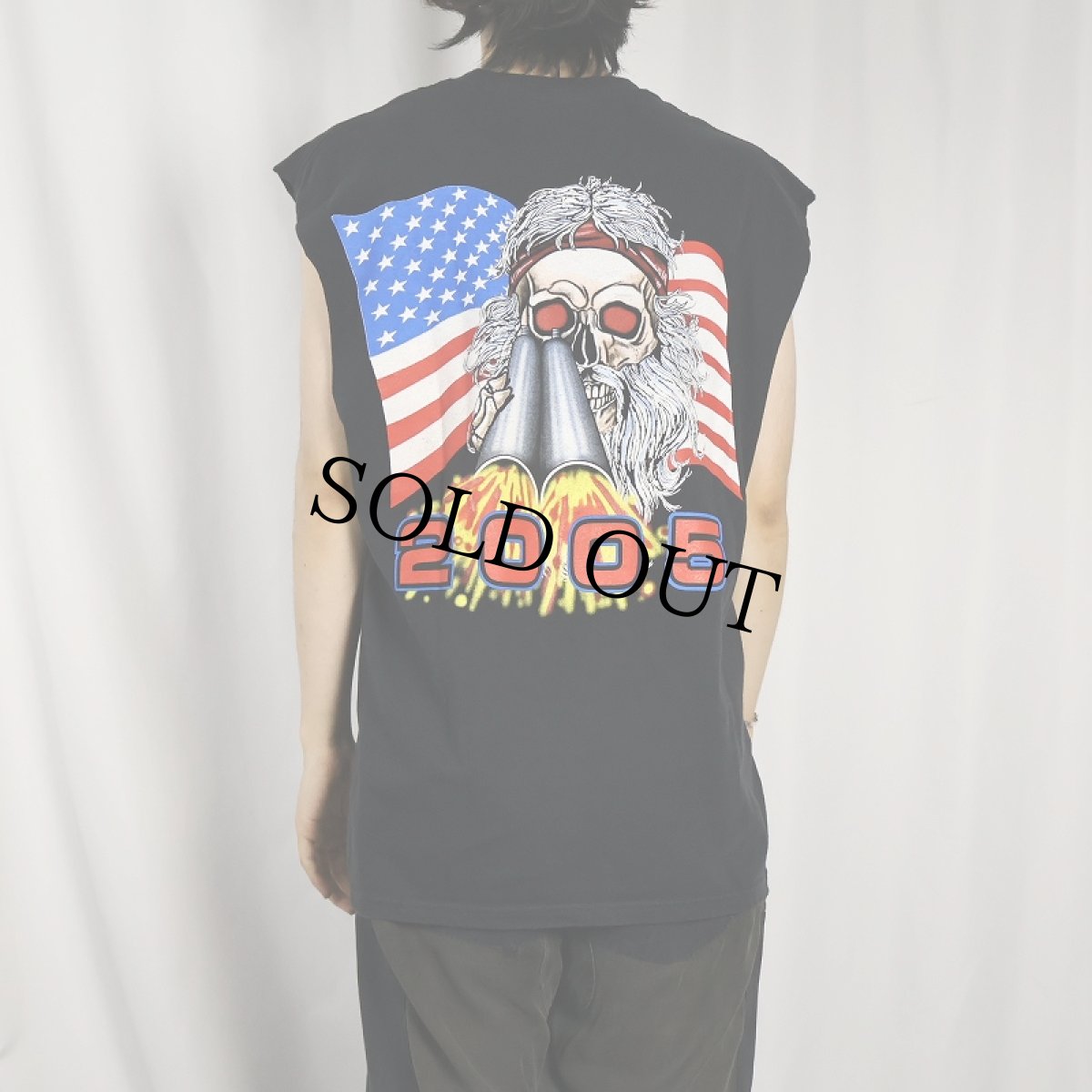 画像4: 2000's "BONNIE & CLYDE'S SMITHFIELD,R.I." イラストプリント カットオフTシャツ BLACK L (4)