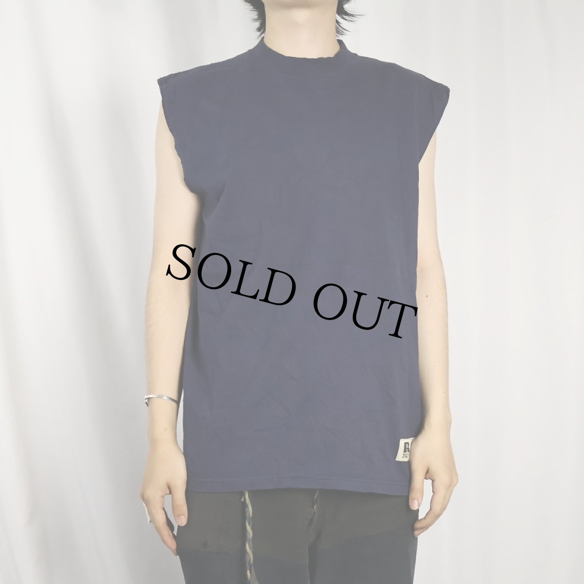 画像2: 90's RUSSEL ATHELETIC USA製 無地タンクトップ NAVY M (2)