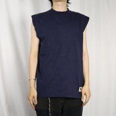 画像2: 90's RUSSEL ATHELETIC USA製 無地タンクトップ NAVY M (2)