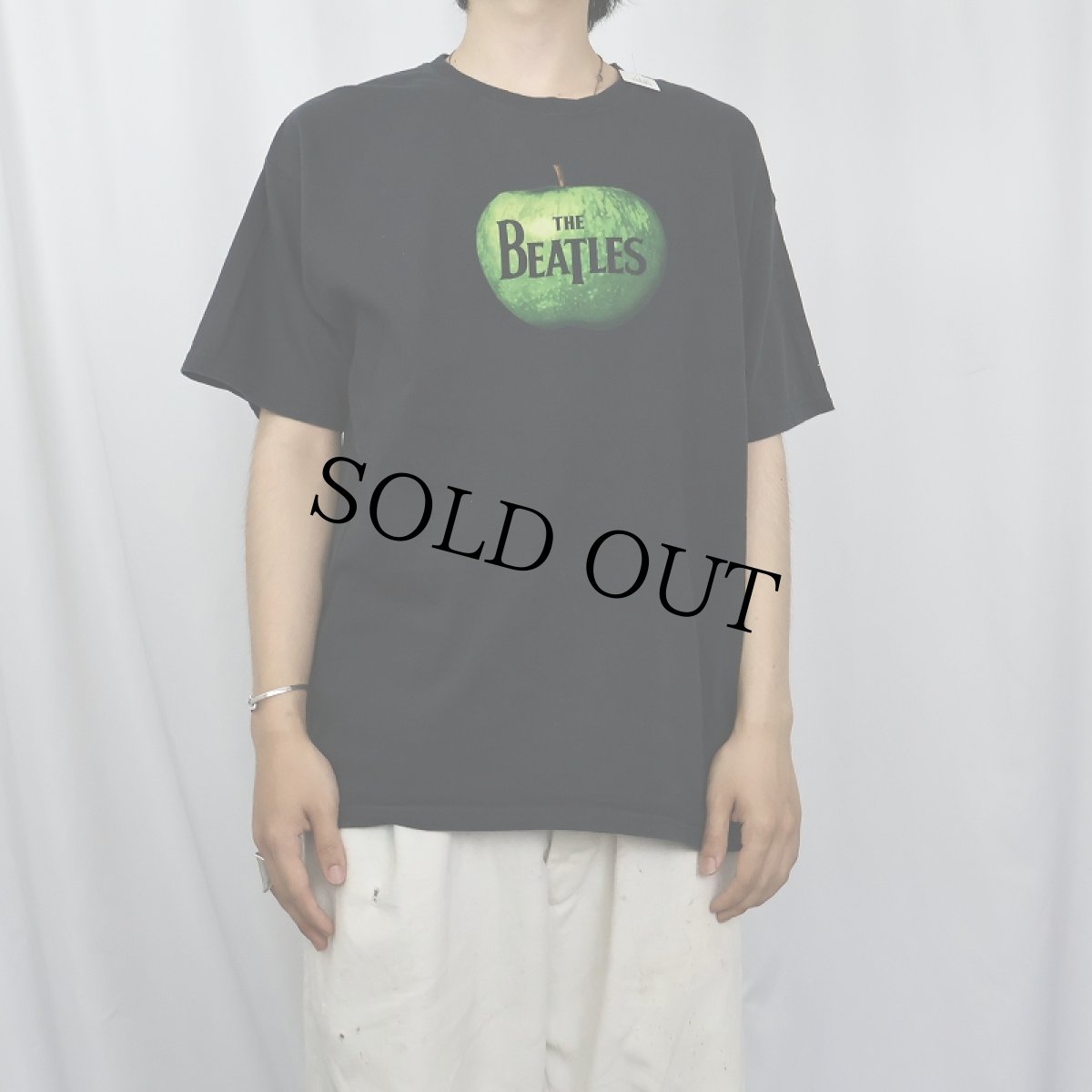 画像2: THE BEATLES "Apple Records" ロックバンドプリントTシャツ BLACK L (2)