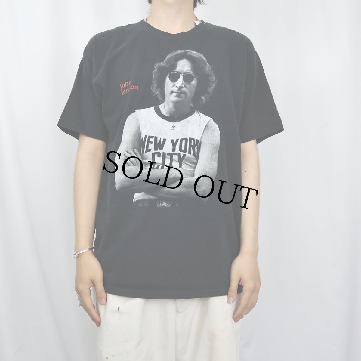 画像3: John Lennon "Imagine" ミュージシャンプリントTシャツ BLACK L (3)