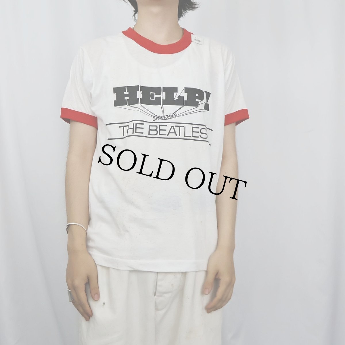 画像3: 80's THE BEATLES USA製 "HELP!" ロックバンドプリントリンガーTシャツ L (3)