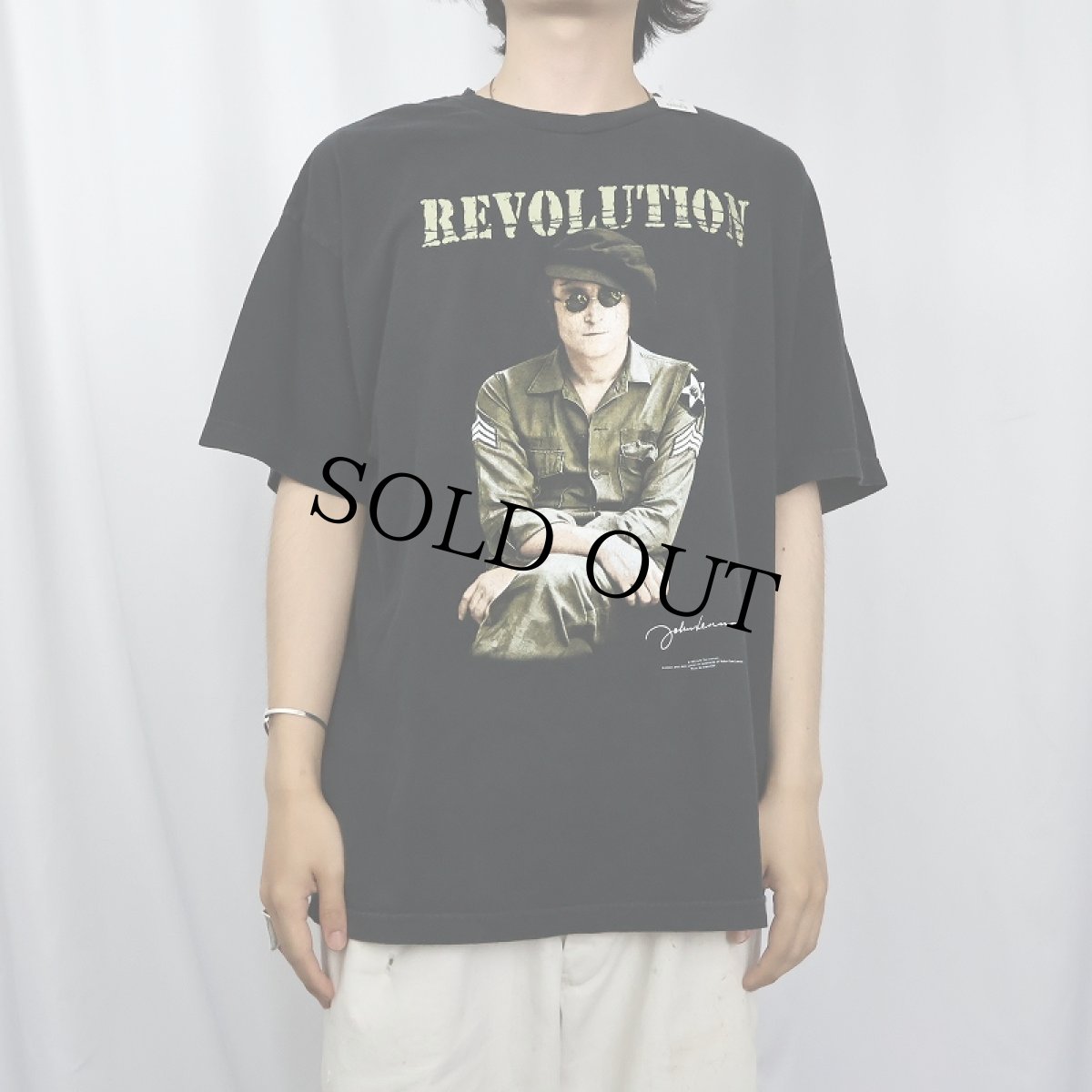 画像2: 〜90's  JOHN LENNON "REVOLUTION" ミュージシャンTシャツ BLACK XL (2)