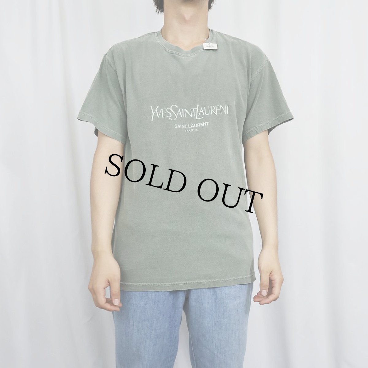 画像2: ブート Yves Saint-Laurent ロゴプリントフェードTシャツ (2)