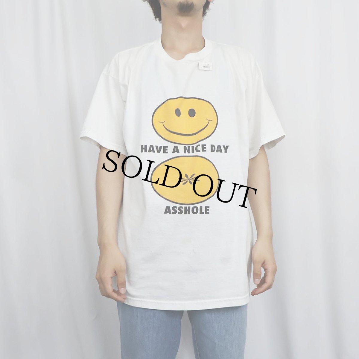 画像2: 2000's "HAVE A NICE DAY ASSOLE" スマイルプリントTシャツ XL (2)