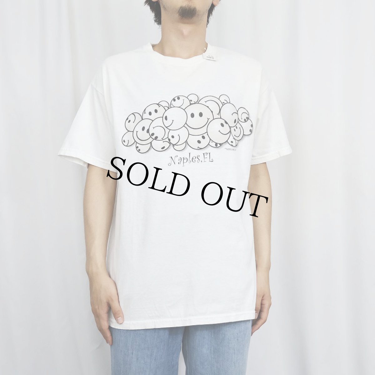 画像2: 2000's "Naples,EL" スマイルプリントTシャツ L (2)