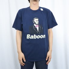 画像2: Abraham Lincoln "Baboon" 風刺プリントTシャツ NAVY L (2)